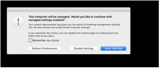 Image of This Computer will be mananged... message